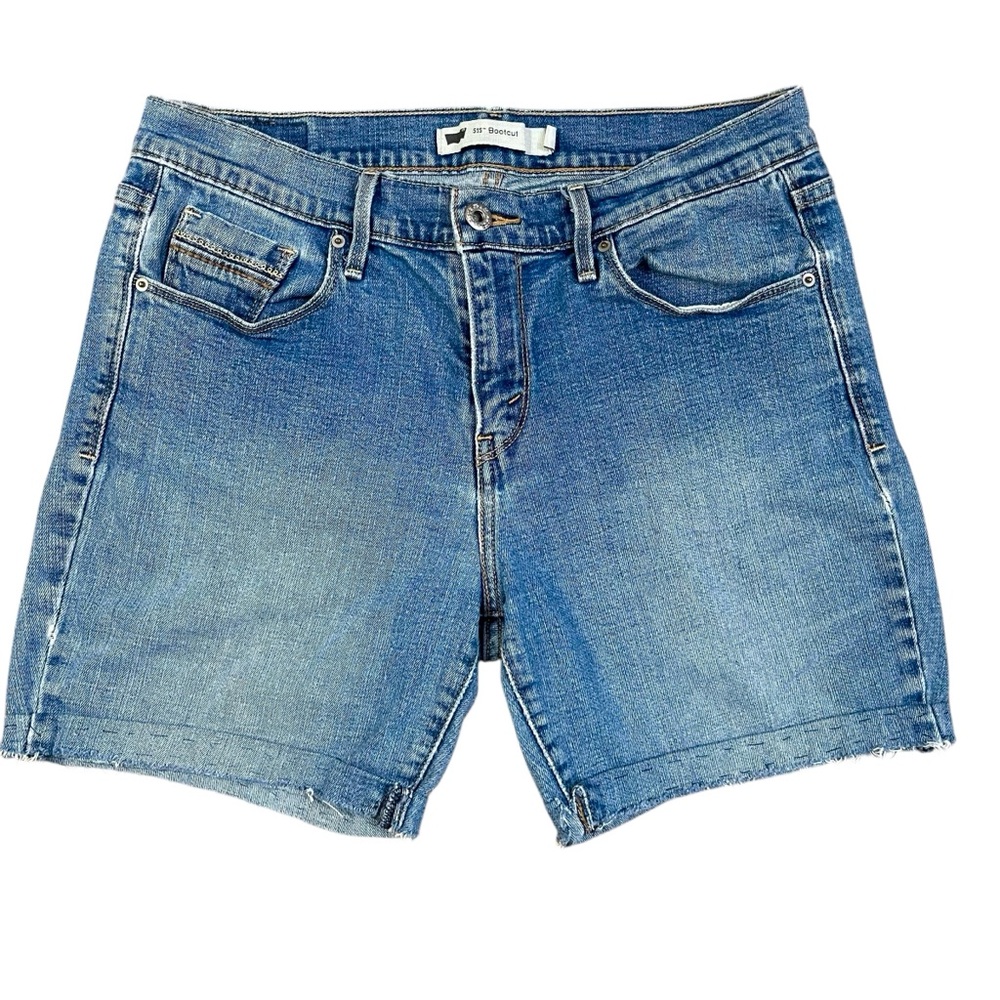 Levi’s 515 Bootcut Cutoff Denim Shorts‎ Sz 8 Light Wash Stitched Hem Upcycled